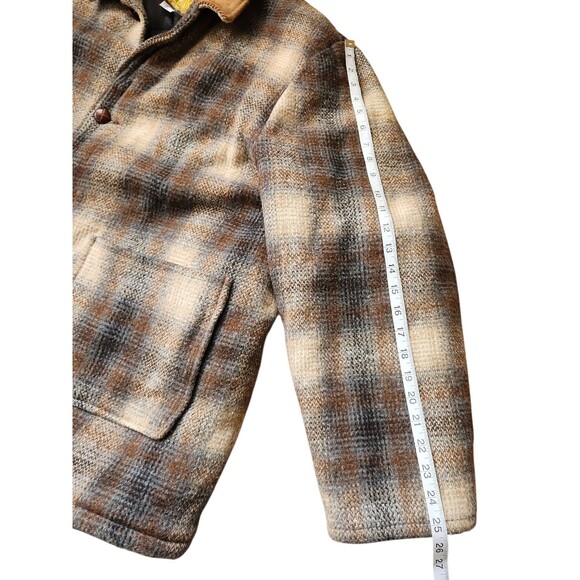 Santa Fe Trail Vintage 90s Plaid Chore Coat Mens 3X Brown Southwestern Barn Wool - Picture 8 of 9